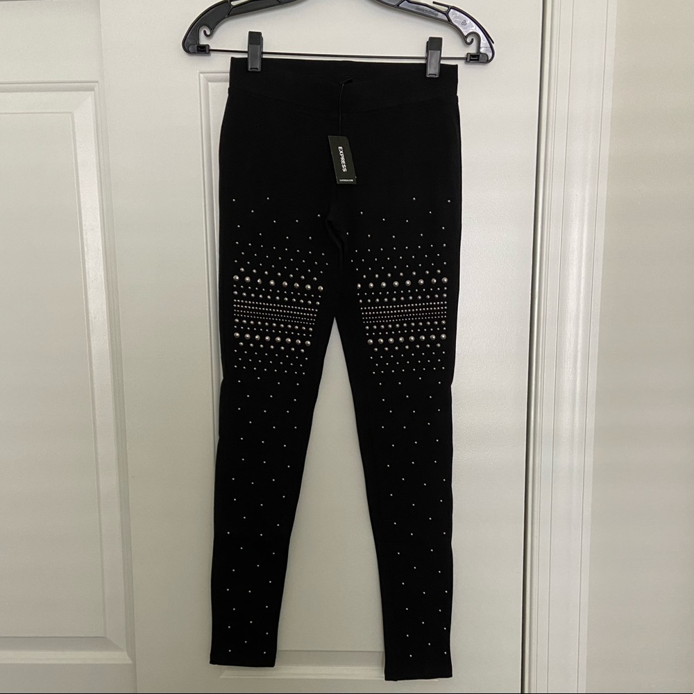 Express womens black leggings embellished stud xs